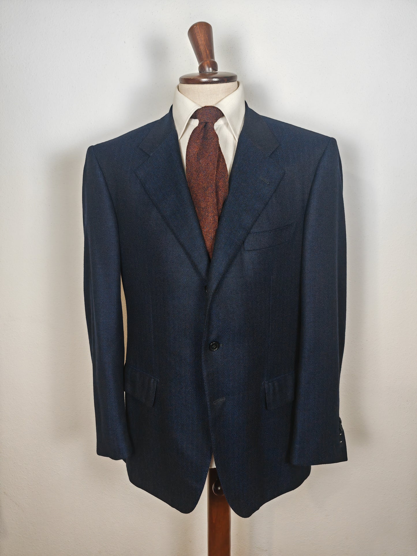 Giacca semi-sartoriale in puro cashmere spigato, tessuto Ermenegildo Zegna - tg. 56