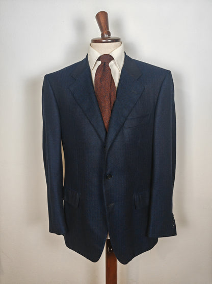 Giacca semi-sartoriale in puro cashmere spigato, tessuto Ermenegildo Zegna - tg. 56