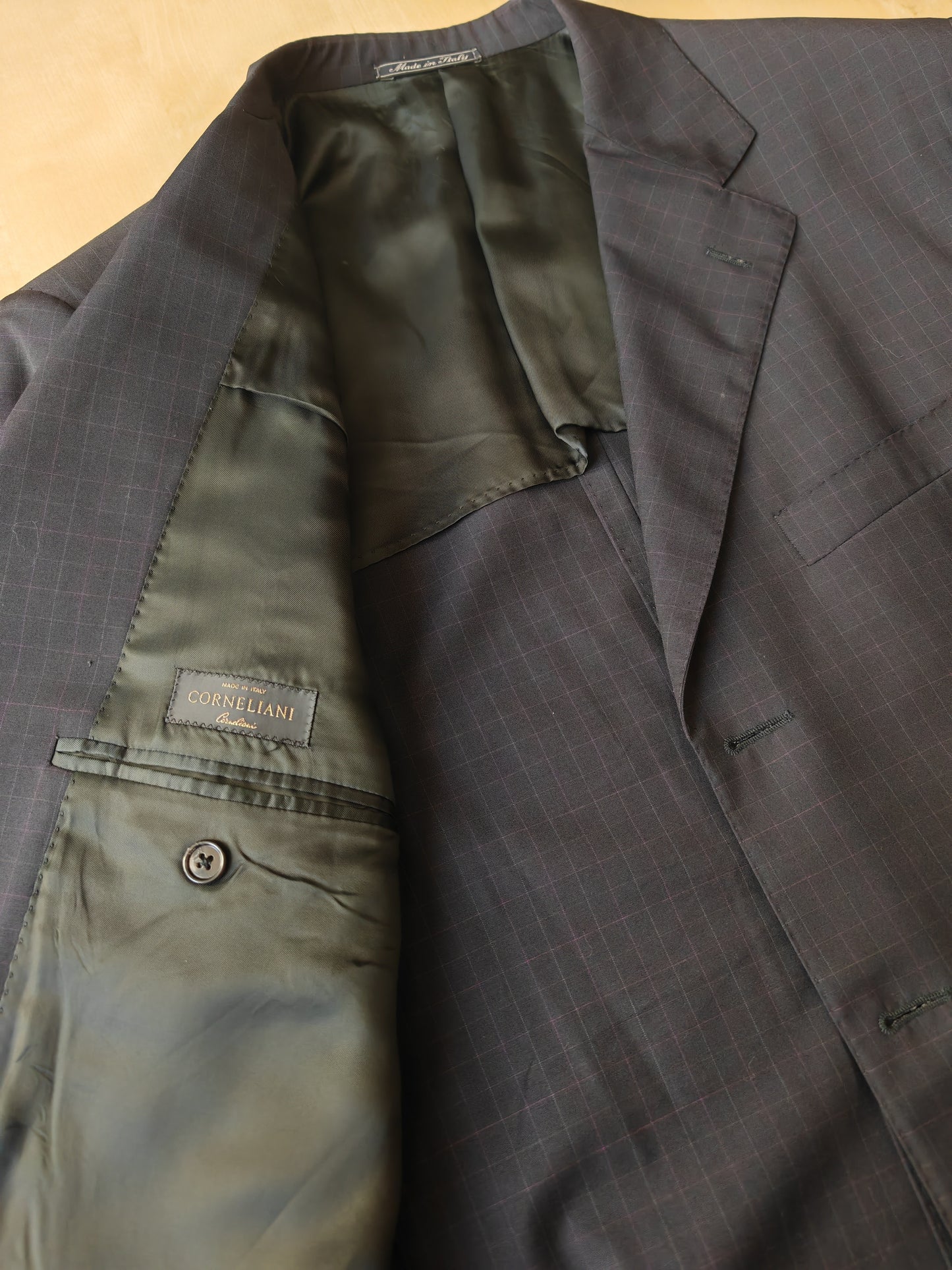 Completo Corneliani estivo in fresco lana blu a quadri - tg. 54