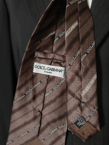 Dolce & Gabbana, striped tie with logos