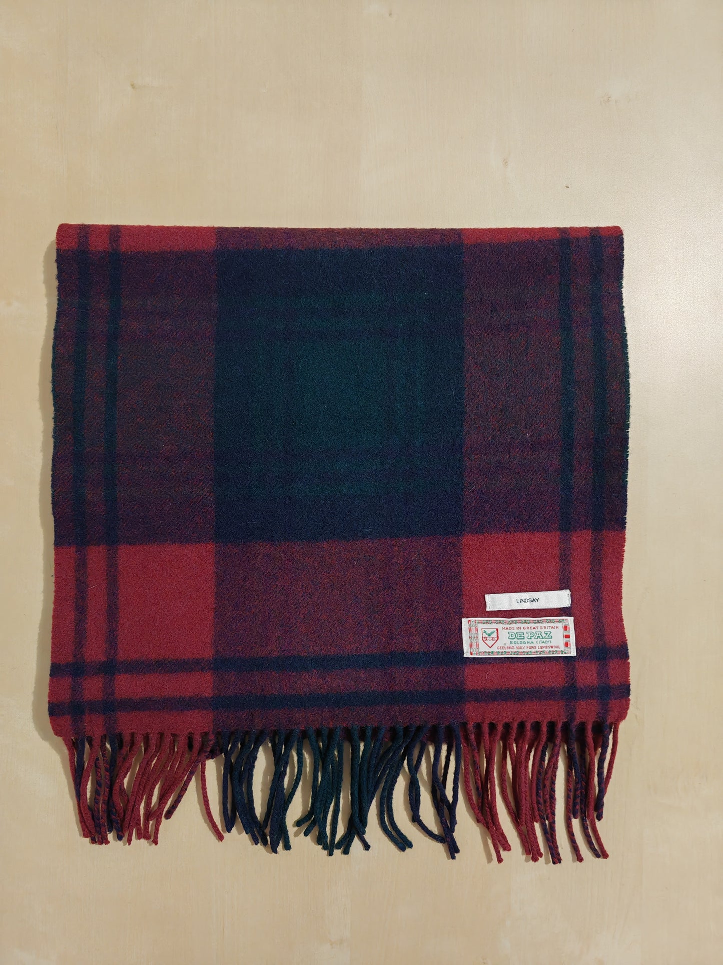 Sciarpa De Paz Bologna tartan in pura lana inglese