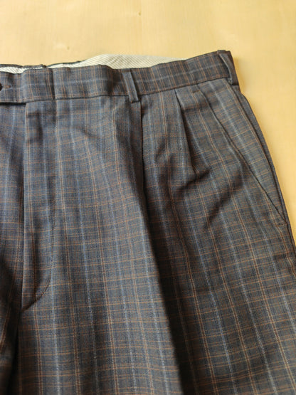 Pantalone anni '80 in fresco lana blu a quadri - tg. 48