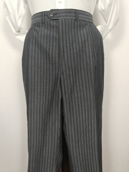 Completo anni '70/'80 tessuto Marzotto grigio a righe fresco lana - tg. 54/56