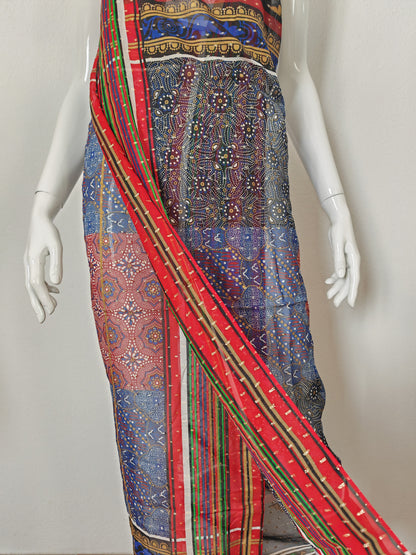 Pareo/pashmina in georgette di seta La Perla Mare anni '80 NOS