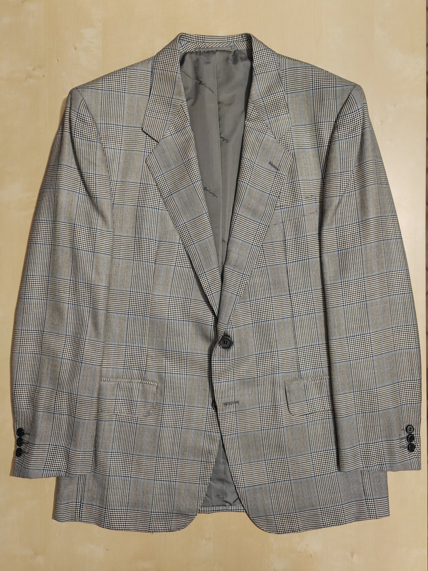 80s Ballantyne jacket, silk and wool prince of Wales - size 52