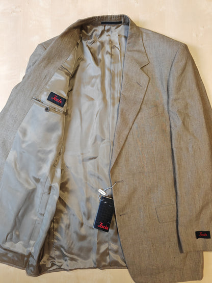 Pure linen suit in tobacco brown, deadstock - size 50 ITA