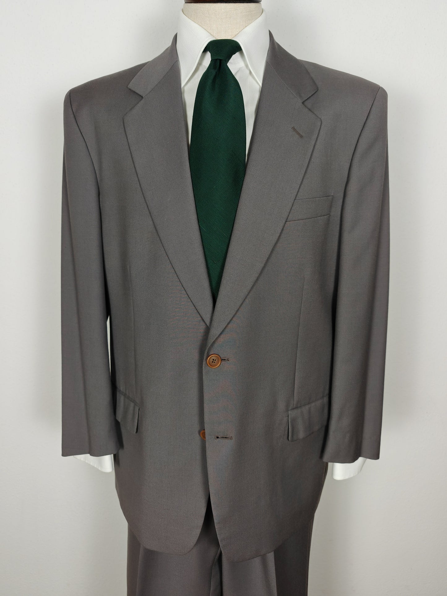 Completo anni '80 in fresco lana verde-grigio - tg. 50/52