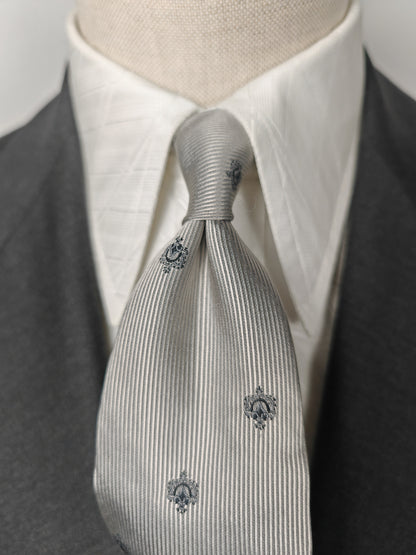 Cravatta Lanvin in seta cannettata color argento