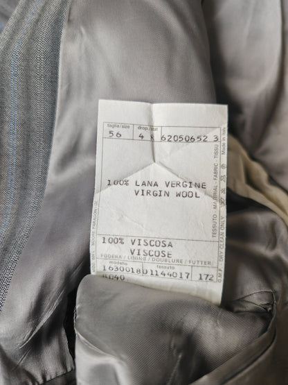 Completo anni '70/'80 tessuto Marzotto grigio a righe fresco lana - tg. 54/56