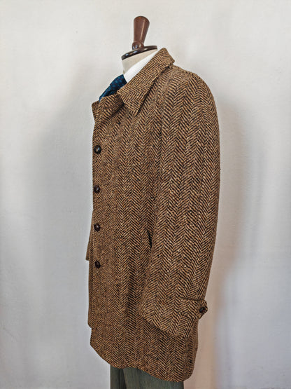 Cappotto anni '70 in tweed spigato, lunghezza tre quarti - tg. 48-50
