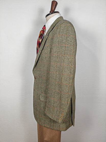 Giacca anni '80 in tweed cachi finestrato - tg. 50