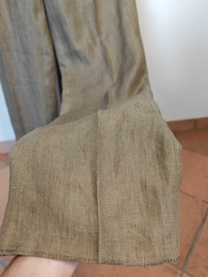 Pure linen suit in tobacco brown, deadstock - size 50 ITA