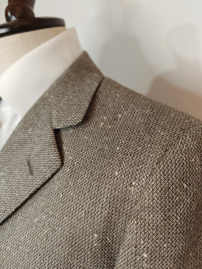 70s grey jacket, boutonné tweed - size 48/50