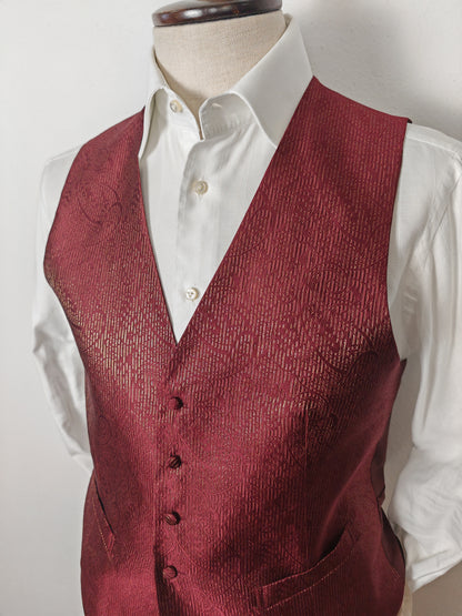 Panciotto anni '80 in pura seta canneté damascata - M