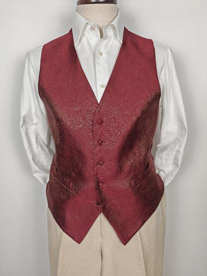 Panciotto anni '80 in pura seta canneté damascata - M