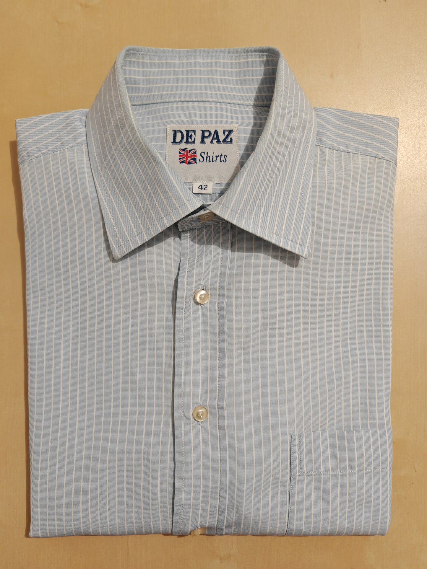 Camicia De Paz azzurra a righe - collo 42