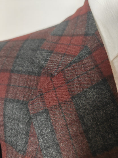 Tartan blazer Simon Ackerman anni '70 con panciotto abbinato - tg. 48/50