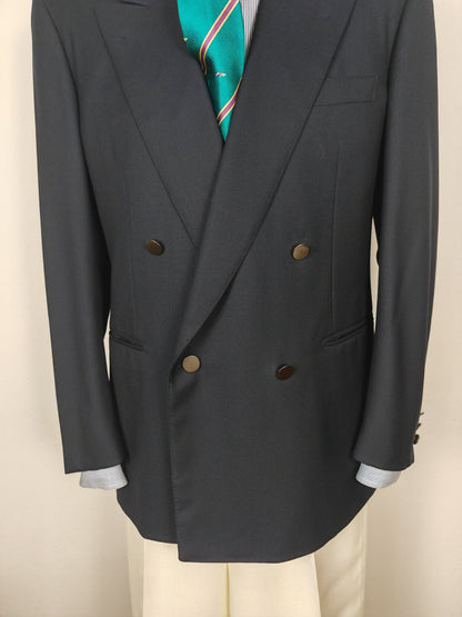 Blazer navy doppiopetto in twill pettinato - tg. 48