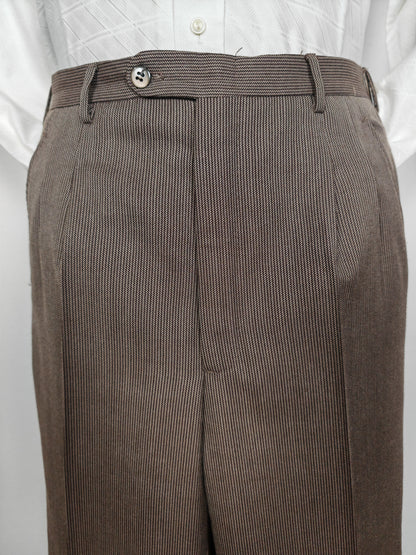 Completo 3 pezzi svasato anni '70 marrone spigato - tg. 44