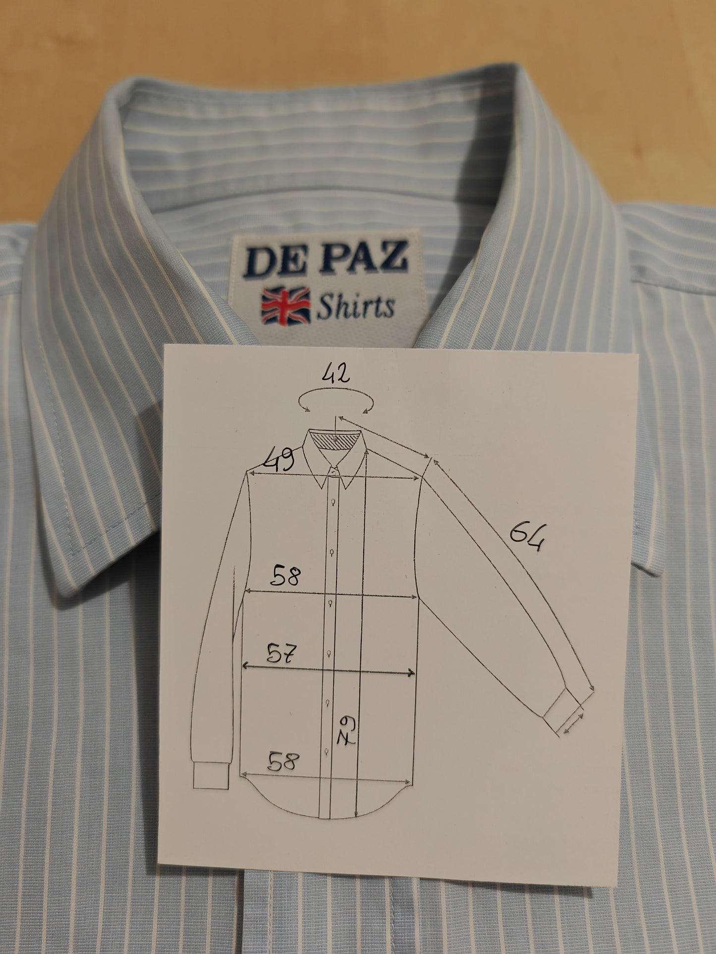 Camicia De Paz azzurra a righe - collo 42