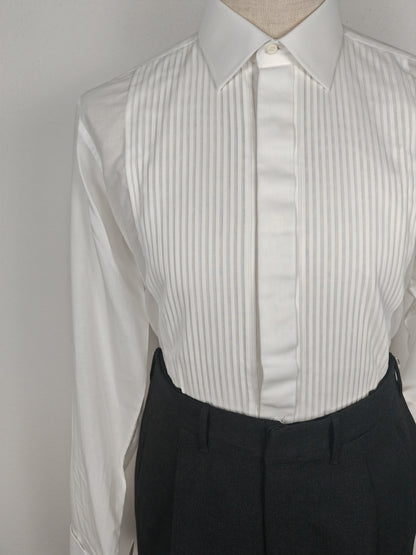 Camicia da smoking anni '70/'80 con sparato plissettato - tg. L collo 41