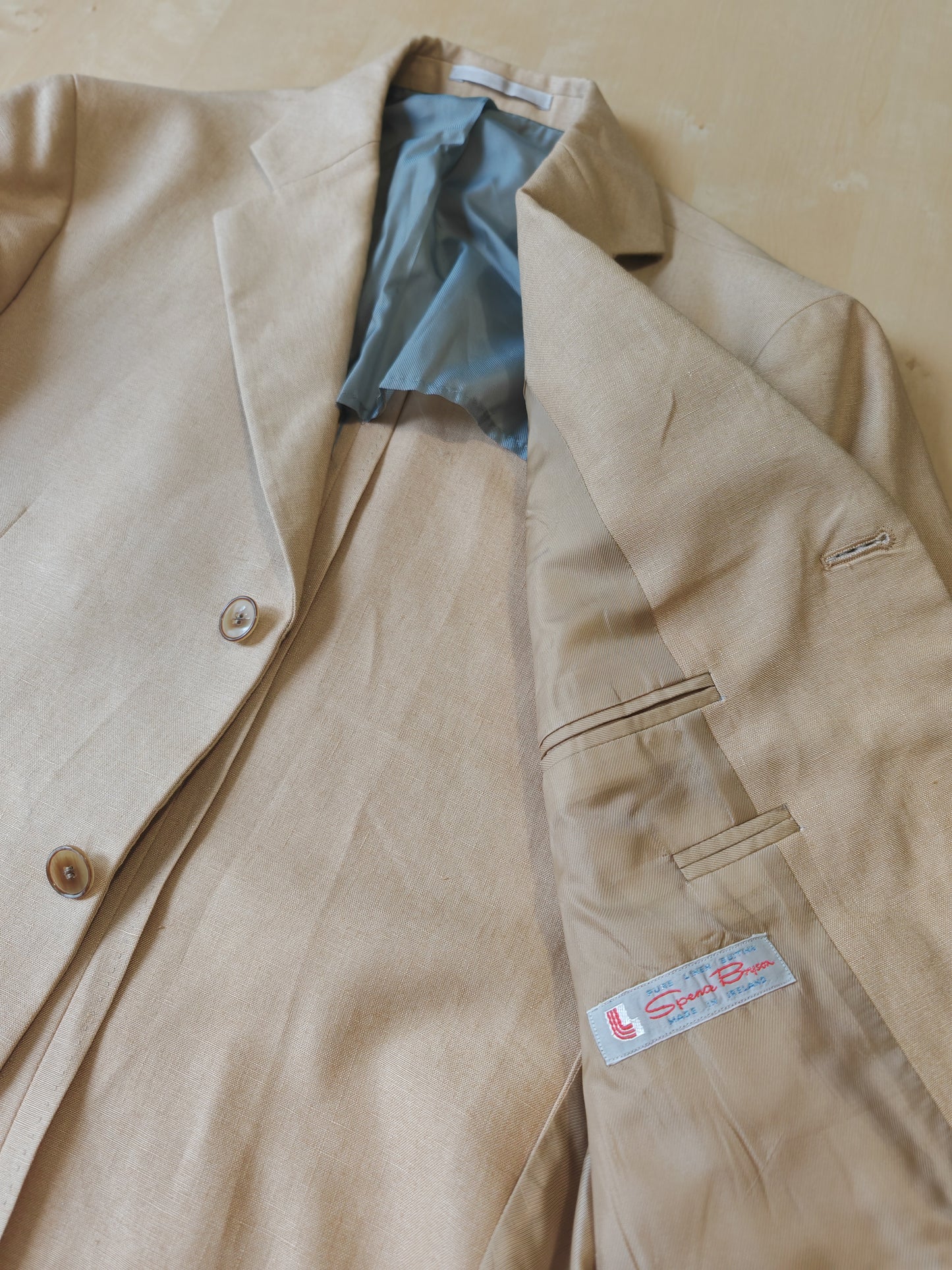 Completo anni '90 in puro lino irlandese beige - tg. 46/48