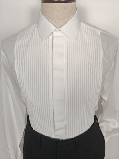 Camicia da smoking anni '70/'80 con sparato plissettato - tg. L collo 41