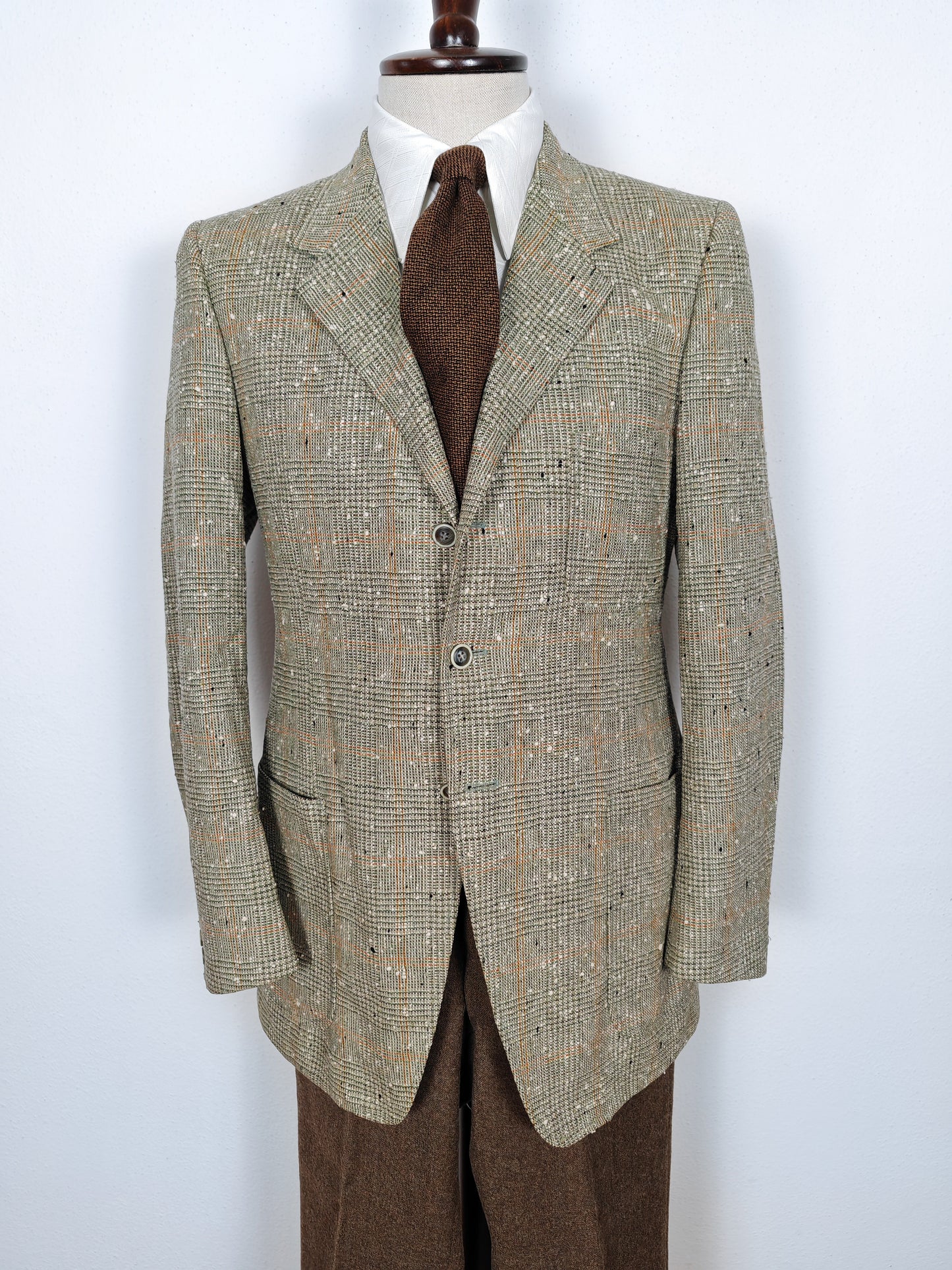 Giacca anni '70 in tweed bottonato tipo donegal - tg. 48/50