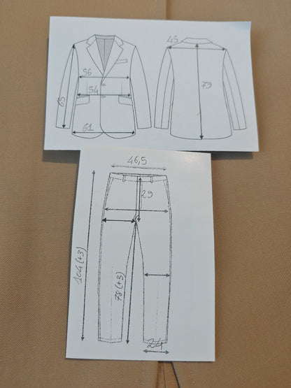 Completo anni '70 in twill di lana beige - tg. 50/52