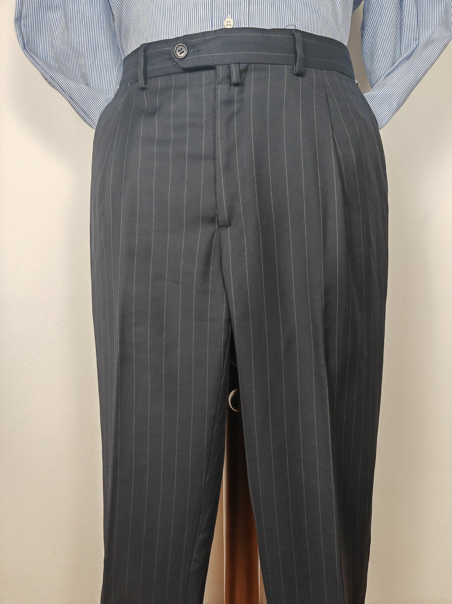 Completo in twill di lana blu gessato - tg. 50/52