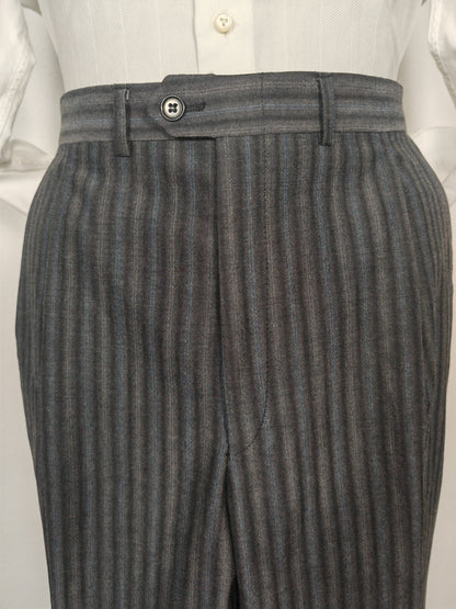 Completo anni '70/'80 tessuto Marzotto grigio a righe fresco lana - tg. 54/56